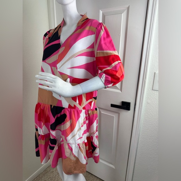 SCAPA LAUREN PERRE Vibrant Pink and Red Patterned Dress Size S. - Picture 4 of 13